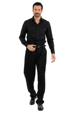 Load image into Gallery viewer, Black Satin Men's Tango Pants With Two Pleats