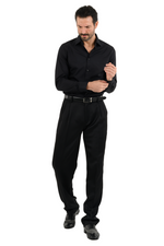 Load image into Gallery viewer, Black Satin Men's Tango Pants With Two Pleats