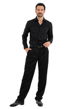 Load image into Gallery viewer, Black Satin Men's Tango Pants With Two Pleats