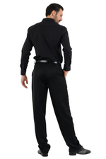 Load image into Gallery viewer, Black Satin Men's Tango Pants With Two Pleats
