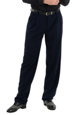 Load image into Gallery viewer, Dark Blue Pinstripe Tango Pants With Two Pleats