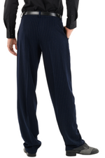 Load image into Gallery viewer, Dark Blue Pinstripe Tango Pants With Two Pleats