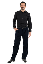 Load image into Gallery viewer, Dark Blue Pinstripe Tango Pants With Two Pleats