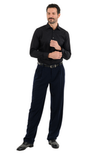 Load image into Gallery viewer, Dark Blue Pinstripe Tango Pants With Two Pleats
