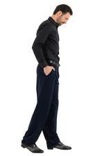 Load image into Gallery viewer, Dark Blue Pinstripe Tango Pants With Two Pleats