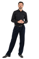 Load image into Gallery viewer, Dark Blue Pinstripe Tango Pants With Two Pleats