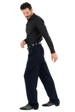 Load image into Gallery viewer, Dark Blue Pinstripe Tango Pants With Two Pleats