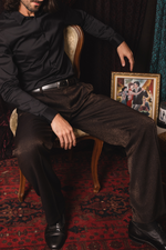 Load image into Gallery viewer, Black Bronze Effect Tango Pants With Two Pleats
