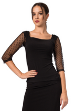 Load image into Gallery viewer, See-through Dotted Tulle Crop Top Sleeves