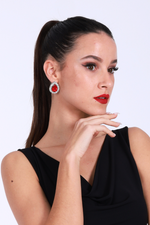 Load image into Gallery viewer, Ophelia Ruby Red Teardrop Tango Earrings