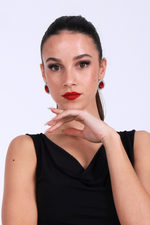 Load image into Gallery viewer, Ophelia Ruby Red Teardrop Tango Earrings