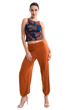 Load image into Gallery viewer, Terracotta Garden Print Keyhole Back Crop Top