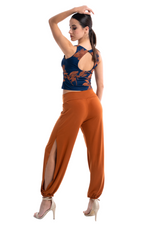 Load image into Gallery viewer, Terracotta Garden Print Keyhole Back Crop Top