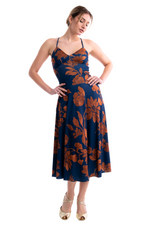 Load image into Gallery viewer, Fall Floral Print Tango Dress With Tie Back