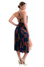Load image into Gallery viewer, Fall Floral Print Tango Dress With Tie Back
