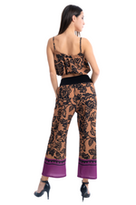 Load image into Gallery viewer, Floral Print Copper Balloon Crop Top