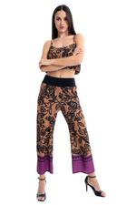 Load image into Gallery viewer, Floral Print Copper Balloon Crop Top