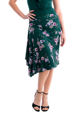 Load image into Gallery viewer, Floral Gingham Print Skirt With Side Draping