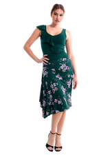 Load image into Gallery viewer, Floral Gingham Print Skirt With Side Draping