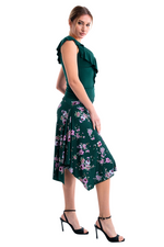 Load image into Gallery viewer, Floral Gingham Print Skirt With Side Draping
