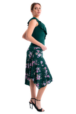 Load image into Gallery viewer, Floral Gingham Print Skirt With Side Draping