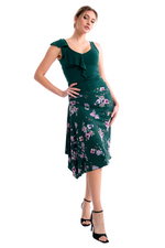 Load image into Gallery viewer, Floral Gingham Print Skirt With Side Draping