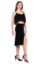 Load image into Gallery viewer, Flowy Tango Skirt With Side & Back Slits