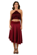Load image into Gallery viewer, Halter Neck Crop Top With Fringe Layer