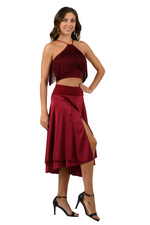 Load image into Gallery viewer, Halter Neck Crop Top With Fringe Layer