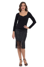 Load image into Gallery viewer, Fringed Faux Leather Striped Bodycon Skirt