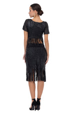 Load image into Gallery viewer, Fringed Faux Leather Striped Bodycon Skirt