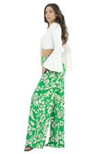 Load image into Gallery viewer, Green Floral Wide Leg Trousers