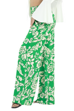 Load image into Gallery viewer, Green Floral Wide Leg Trousers
