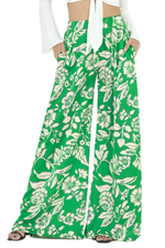 Load image into Gallery viewer, Green Floral Wide Leg Trousers