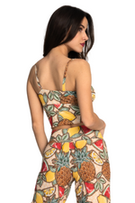 Load image into Gallery viewer, Fruity Summer Print Crop Top With Front Knot Cutout