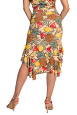 Load image into Gallery viewer, Fruity Summer Print Midi Dance Skirt With Side Ruffles