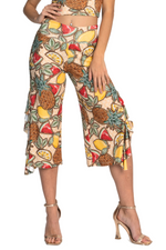Load image into Gallery viewer, Fruity Summer Print Side Ruffled Capri Pants