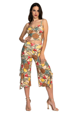 Load image into Gallery viewer, Fruity Summer Print Side Ruffled Capri Pants