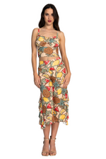 Load image into Gallery viewer, Fruity Summer Print Side Ruffled Capri Pants