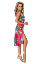 Load image into Gallery viewer, Fuchsia Vibrant Print Crisscross Back Dress