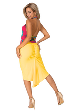 Load image into Gallery viewer, Fuchsia Vibrant Print Draped Halter Neck Dance Top