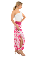 Load image into Gallery viewer, Fuchsia Floral Satin Babucha Tango Pants