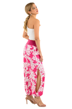 Load image into Gallery viewer, Fuchsia Floral Satin Babucha Tango Pants