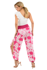 Load image into Gallery viewer, Fuchsia Floral Satin Babucha Tango Pants