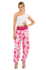 Load image into Gallery viewer, Fuchsia Floral Satin Babucha Tango Pants