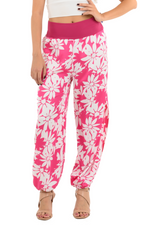 Load image into Gallery viewer, Fuchsia Floral Satin Babucha Tango Pants