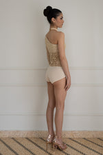 Load image into Gallery viewer, Gold One-Sleeve Lace Bodysuit
