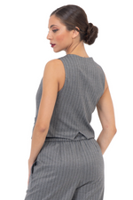 Load image into Gallery viewer, Gray Pinstripe Women&#39;s Suit Vest
