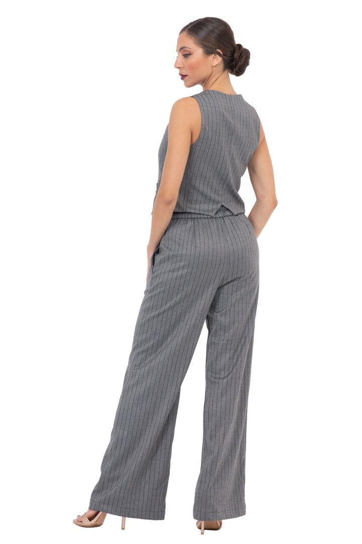 Gray Pinstripe Women's Suit Vest