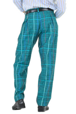 Load image into Gallery viewer, Green Checkered Pants With Front And Back Pleat